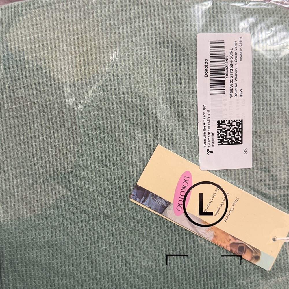 Dokotoo Women's Long Sleeve Green Top, NWT, Size Large - Picture 7 of 7